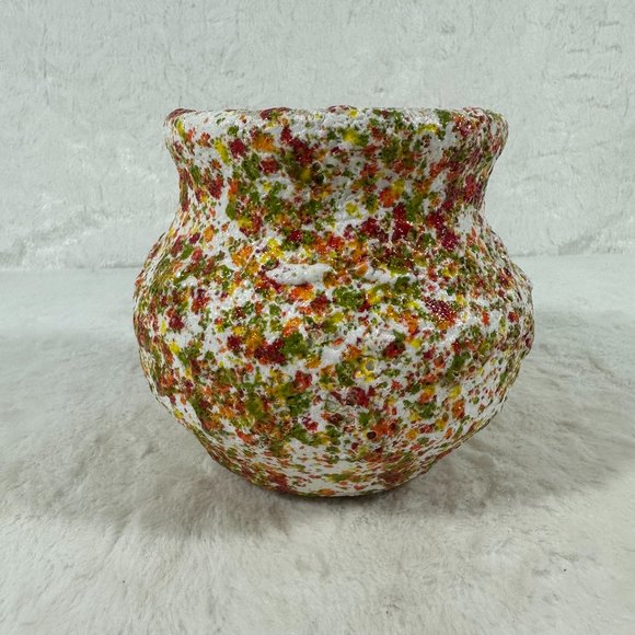 Vintage MCM Retro Art Pottery Bowl Vase Planter Confetti Signed rough texture - Picture 9 of 9